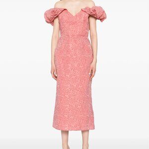Marchesa Notte Floral Cloque Midi Dress (NEW)